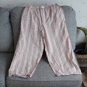 Anthropologie Pink and Black Striped Womens Pajamas Pants